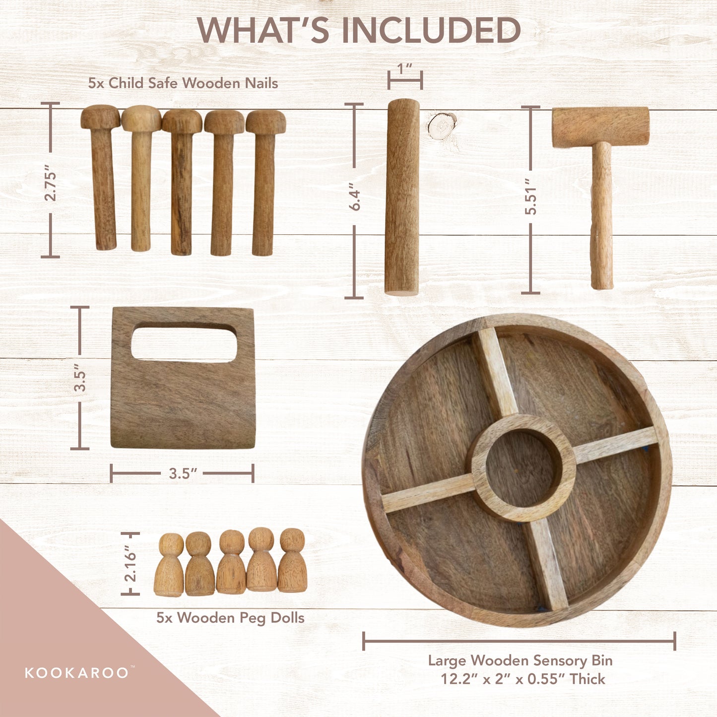 Wooden Tinker Tray Playdough Set – Montessori Tools & Peg Dolls for Ages 2–6