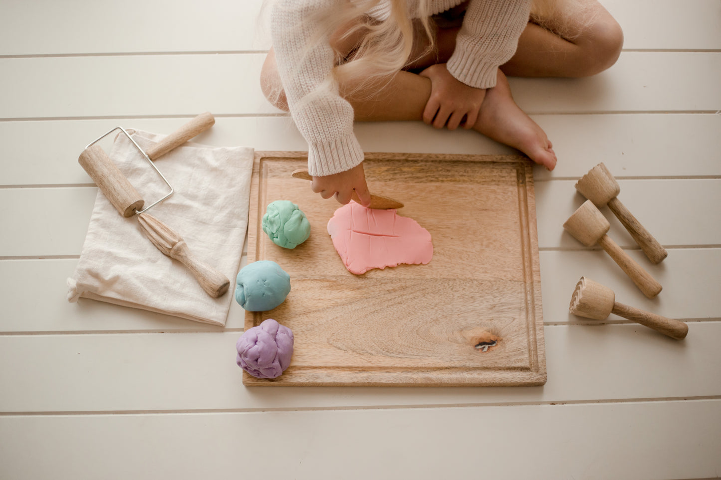 Montessori Wooden Playdough Tools Set