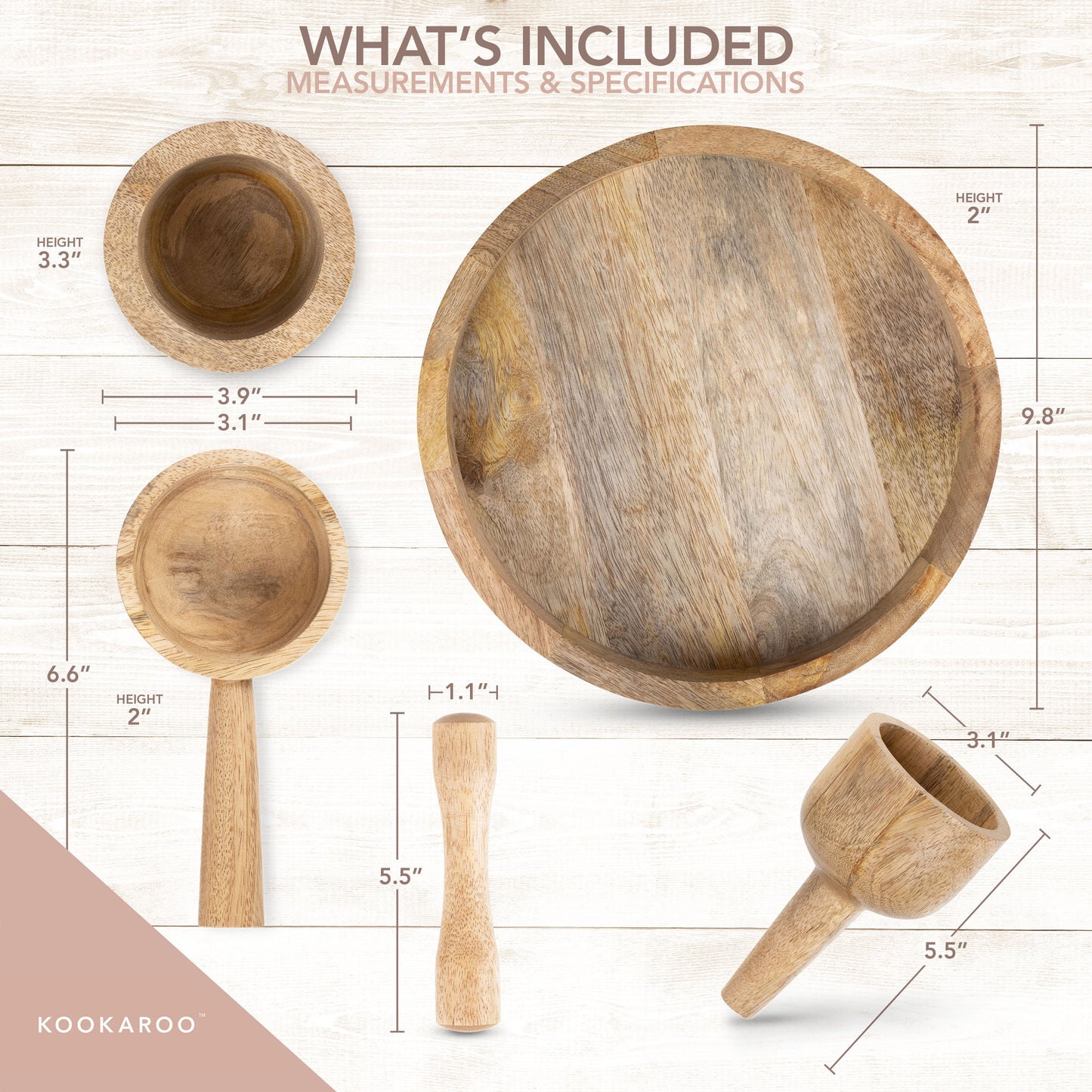 Round Tray Sensory Set – Wooden Funnel, Scoop & Mortar Play Kit