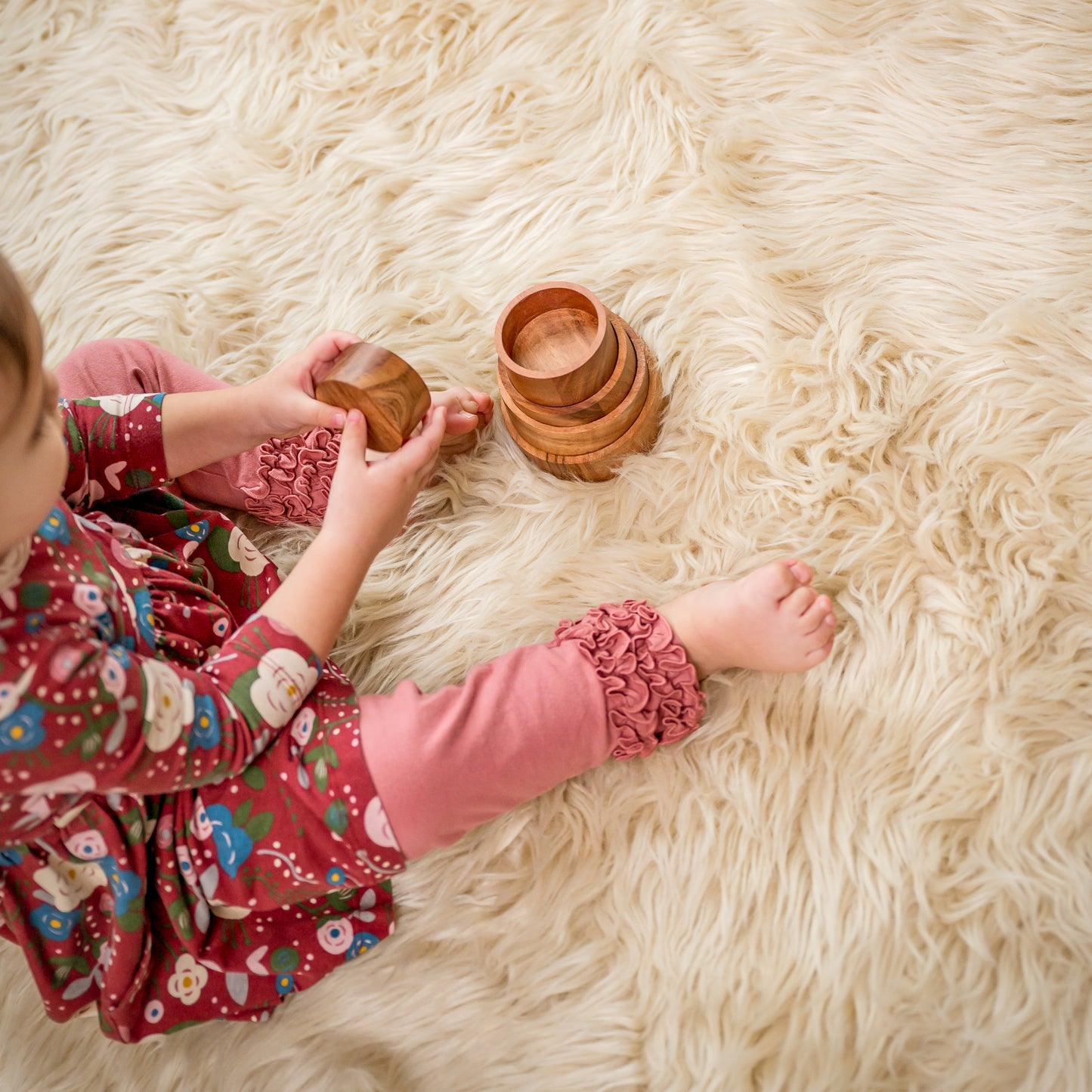 Wooden Sensory Stacking Bowls – Montessori Nesting Toy for Toddlers
