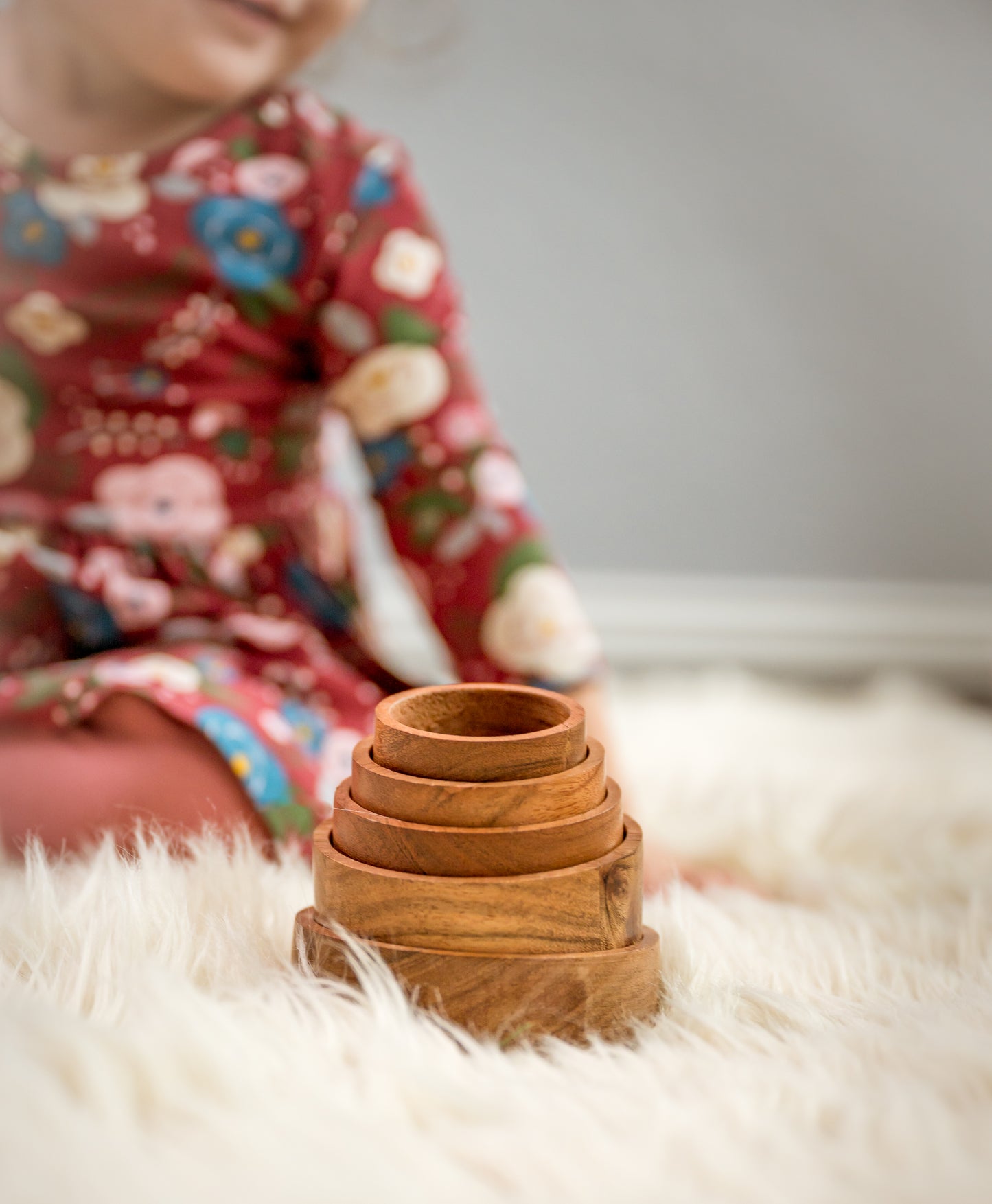 Wooden Sensory Stacking Bowls – Montessori Nesting Toy for Toddlers